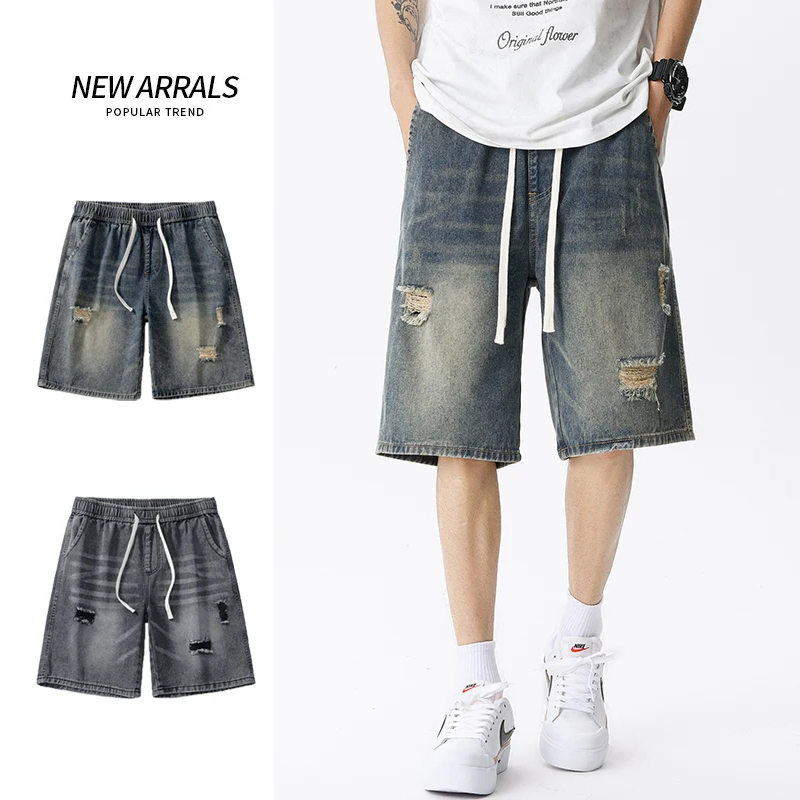 Men'S Shoes For Jeans - Verão fino denim shorts masculino retro