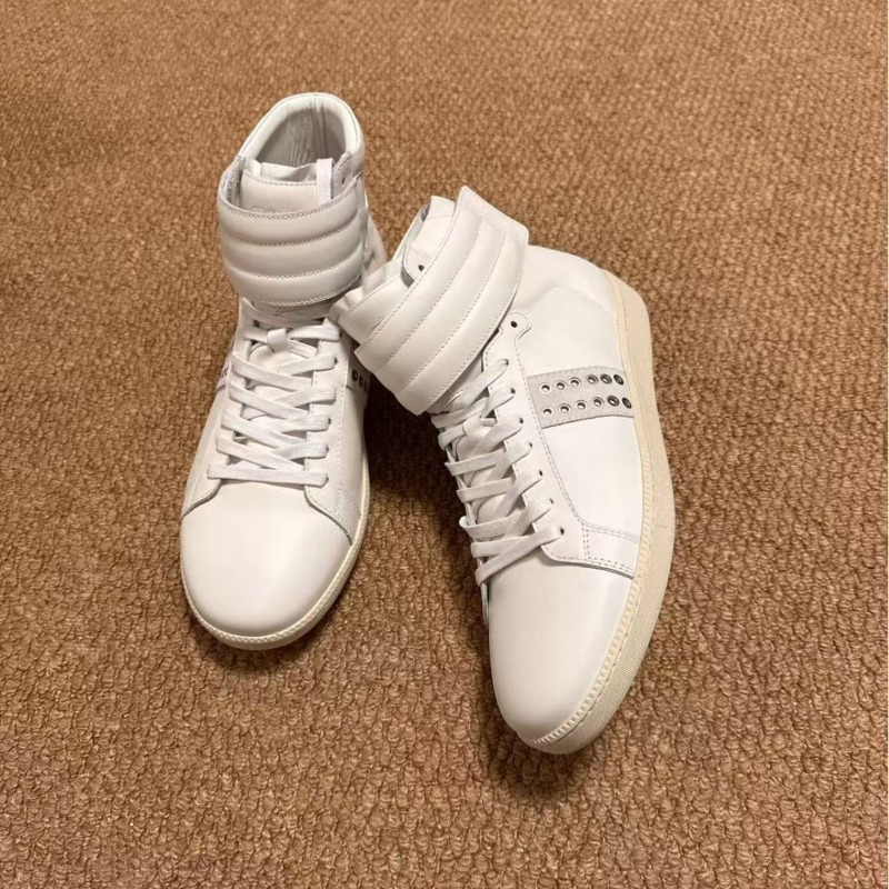 Men Shoes White Colour - Tênis Masculinos de Couro Genuíno Cano