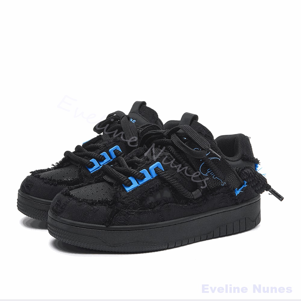 Men Shoes For Winter - Tênis Plataforma Unissex Preto com Borda