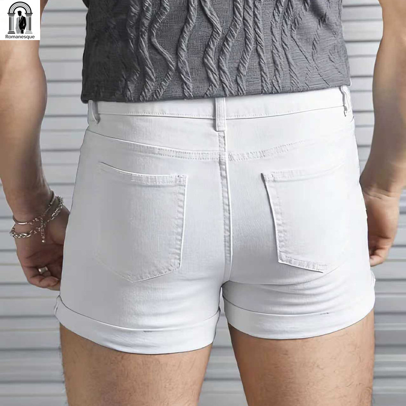 Shorts de Denim Branco Slim Fi - Men'S Shoes For Jeans avaliação e preço
