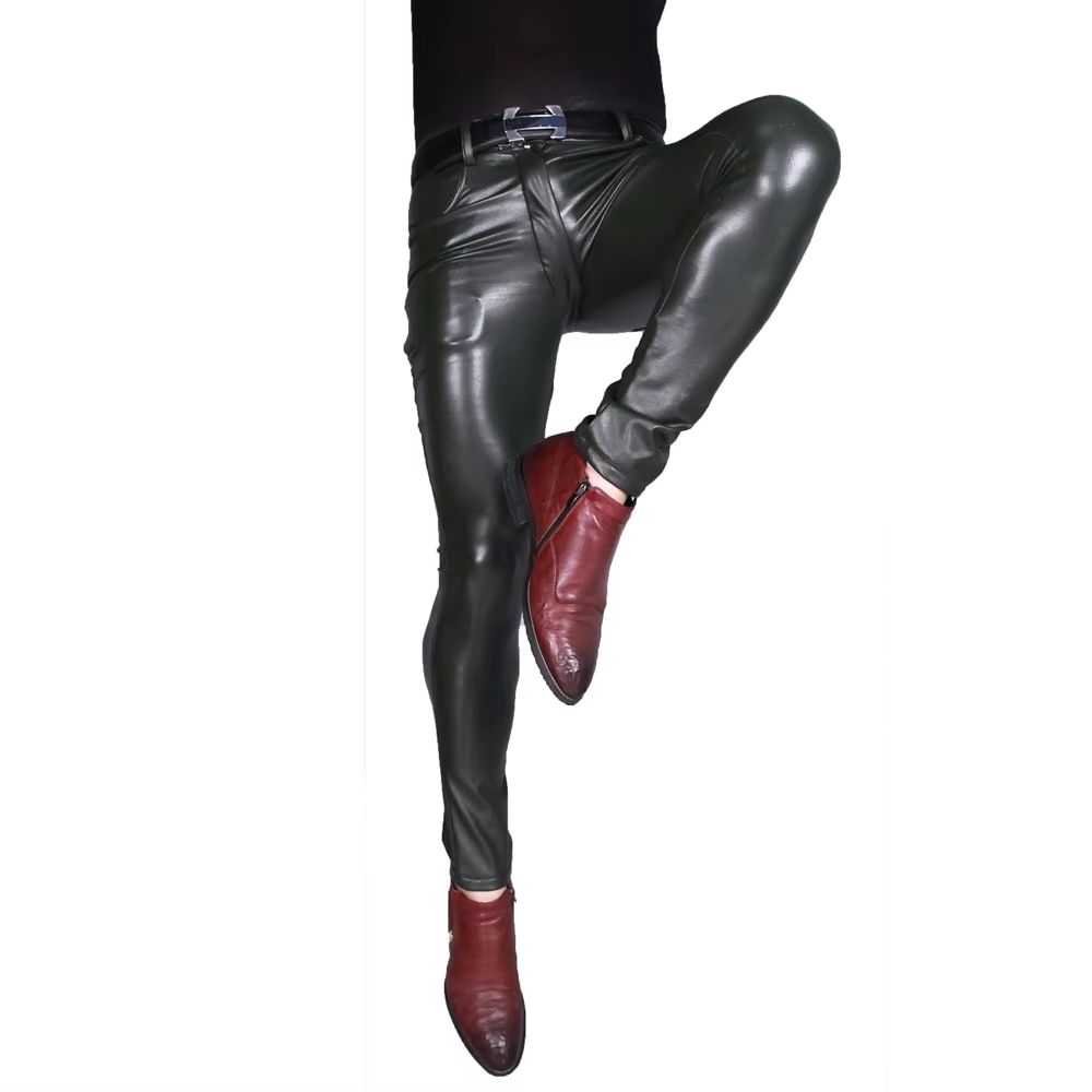 Homens punk pu calças de couro - Men'S Shoes For Jeans avaliação e preço