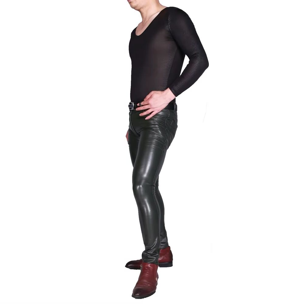Homens punk pu calças de couro - Men'S Shoes For Jeans avaliação e preço